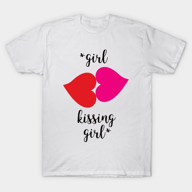 Lesbian Couple Love Kiss LGBT T-Shirt by Inogitna Designs